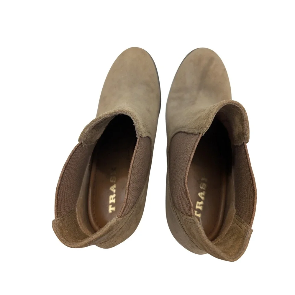 Trask Suede Wedge Ankle Booties Brown Elastic Goring Brazil - Size 6.5M